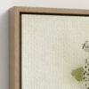 Sage green and purple abstract washes wall art in a biophilic style, in a natural wood floating frame canvas print