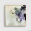 Sage green and purple abstract washes wall art in a biophilic style, in a natural wood floating frame canvas print