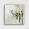 Sage green and purple abstract washes wall art in a biophilic style, in a natural wood floating frame canvas print