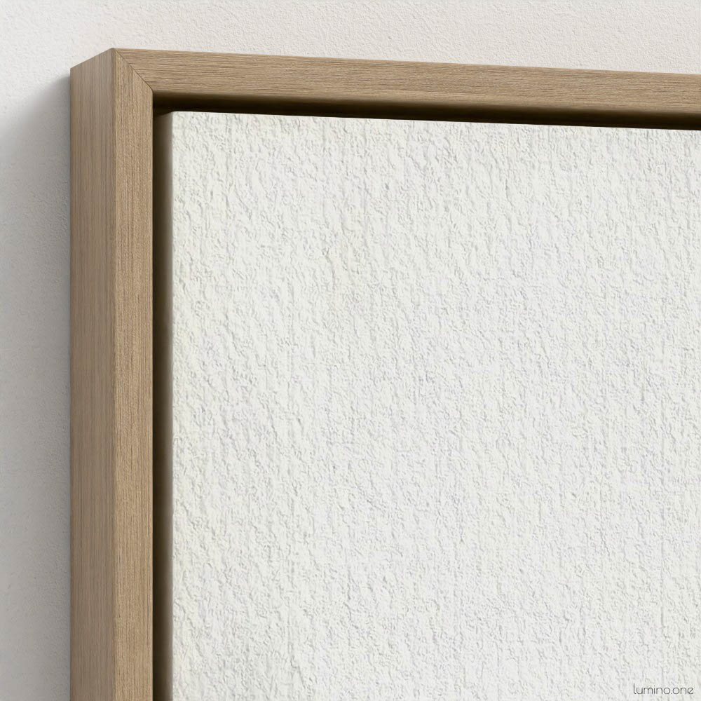Sage green and purple abstract washes wall art in a biophilic style, in a natural wood floating frame canvas print